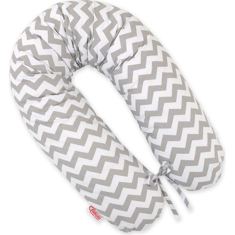 Almohada de embarazo más larga para que las mujeres embarazadas duerman cómodamente + Funda extraíble - Gris Chevron (1/5)