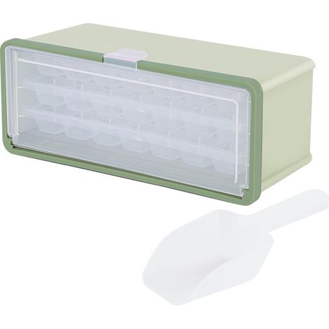 2 Bacs à glaçons carrés empilables avec couvercle, seau amovible, matériaux alimentaires, pour cocktails et congélateur (1/5)