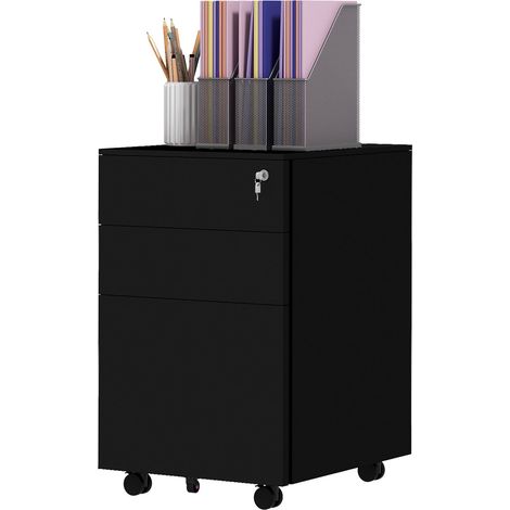 Archivador con cajones 37l x 435w x 60h cm con cerradura enrollable con frenos barra ajustable en 3 niveles acero negro 202104394 202104394 202104394 (1/5)