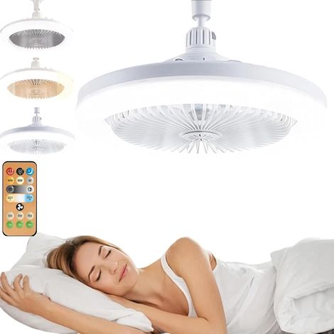 Ventilateur de plafond LED sans pales, télécommande, 3 vitesses Conception sans pales apparentes, élimine les risques de blessures, idéal pour les familles avec enfants (1/5)