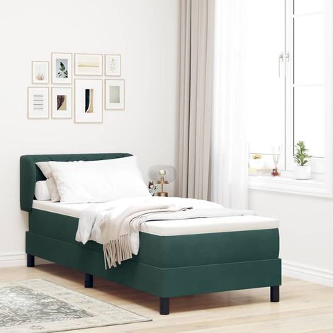 Lit à ressorts avec matelas-Sommier à ressorts de lit gris foncé 80x200 cm en velours 611129 (1/5)