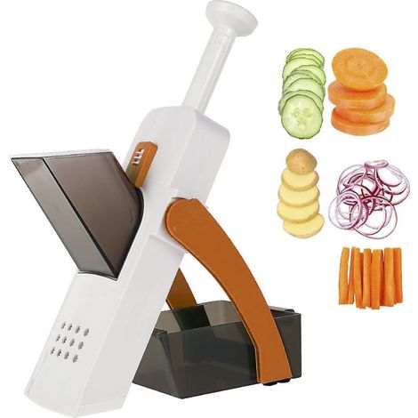 Mandolina de cocina cortadora de patatas Manual Multifunción cuchillas de acero  Color: Naranja (1/5)