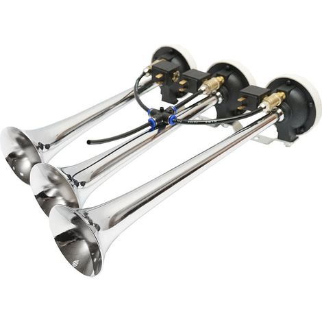 Clacson a 3 trombe con elettrovalvole 12/24V per compressore d’aria Breckner Germany (1/5)