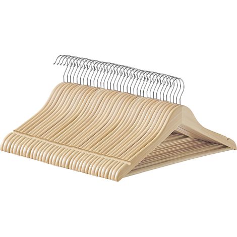 Cintre Bois, Lot de 36, avec Encoches Antiglisse, Beige naturel (1/5)