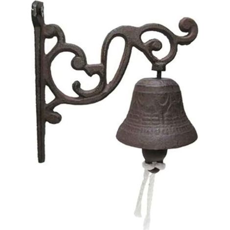 Cloche Porte D'entrée Cloche Décorée pour Porte Maison De Campagne Cloche Murale en Fonte Antique Floral Sonnette De Porte B- (1/4)