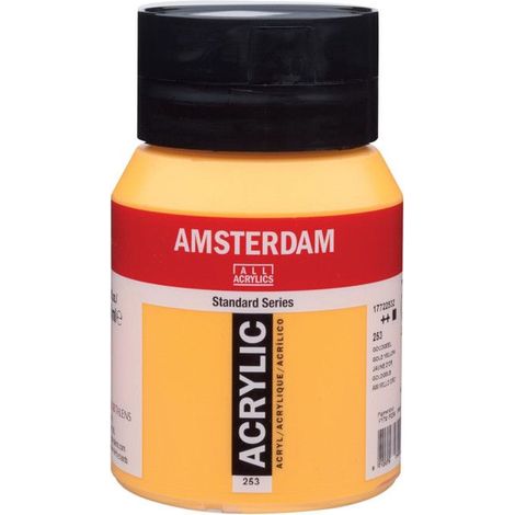 Peinture Acrylique - Jaune d'or - 253 - Amsterdam - Pot de 500ml (1/2)
