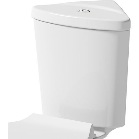 Bathroom Close Coupled Corner Toilet Cistern Only Dual Flush Ceramic White Gloss (1/4)