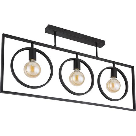 Lampada da soffitto rustica lampada da soffitto per corridoio lampada industriale retrò camera da letto nero, metallo, 3x E27, LxPxA 92x24x45,5 cm (1/5)