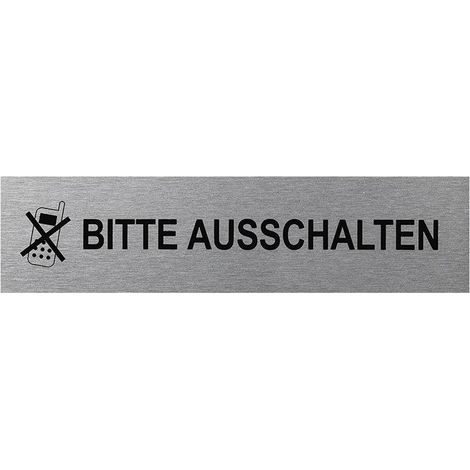 Targa per porta in alluminio handy bitte aus schalten 160x40mm