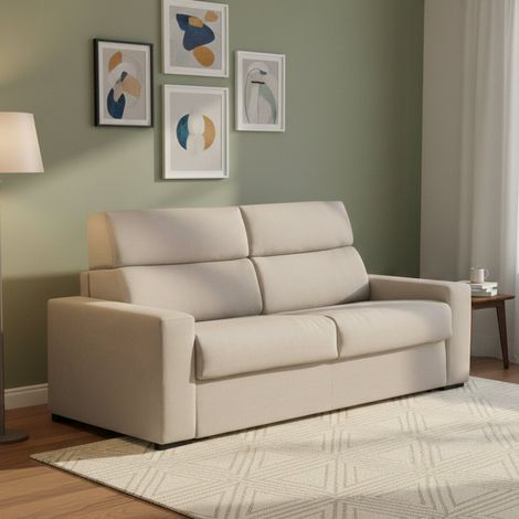 Dmora - Sofá cama 3 plazas Orsola, Sofá convertible para salón, acolchado, desenfundable, calidad 100% Made in Italy, 220x95 h100 cm, Tórtola (1/5)