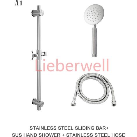 Barre marketde douche en acier inoxydable SUS304, support de pommeau de douche réglable, rond et carré brossé, dernier modèle (1/5)