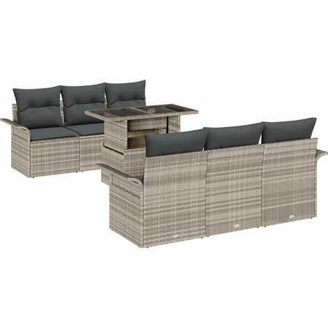 Maison Exclusive - Gartensofa-set mit Kissen 7 pcs Hellgrau Poly