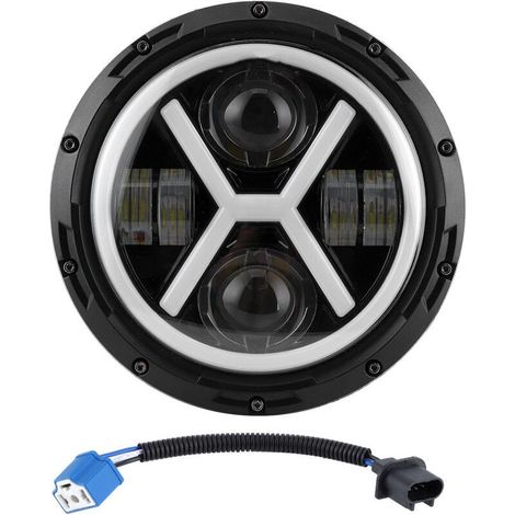 Phares LED 7 pouces, ronds X-Type pour voitures, adaptés pour Wrangler et , éclairage puissant (1/4)