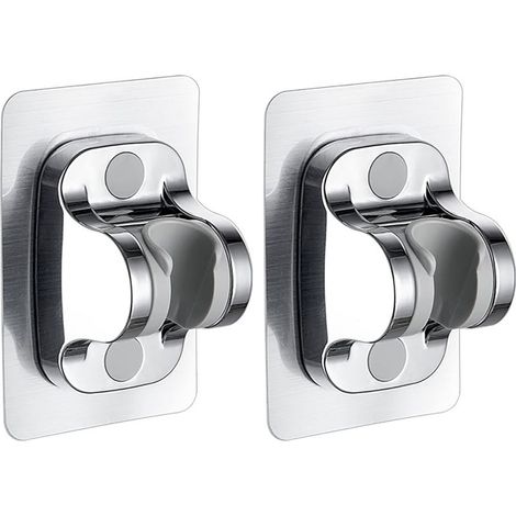 2er-Set Duschhalterungen ohne Bohren, 12 cm, starker Kleber, verstellbarer Winkel (Silber) (1/5)