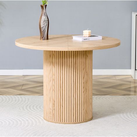 Tisch rund aus MDF und Metall 100 x 76 cm in Holzoptik Natur, Esstisch für 4-6 Personen (1/5)