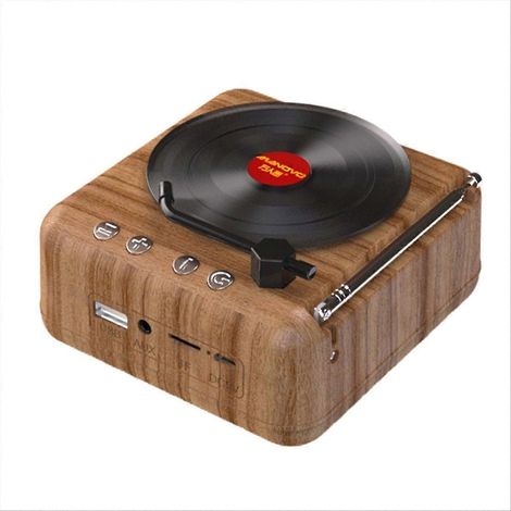 Manovo Tragbarer Bluetooth-Lautsprecher, Mini-Musiklautsprecher mit Bass, Holzoptik, tragbar und leicht (1/5)