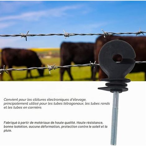 Isolateurs D'anneaux de Clôture électrique, Isolateurs D'anneaux à Visser PP + Treillis Métallique en Acier galvanisé Isolateurs D'anneaux M6 Type de Vis pour L'élevage (1/4)
