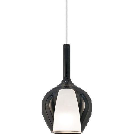 Sospensione Contemporanea Kalique Vetro Fumè Bianco E Cromo 1 Luce E27 H33Cm