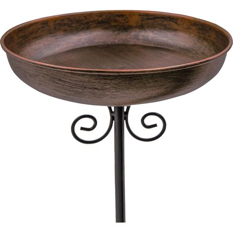 Petit bain d'oiseaux extérieur en métal, bol de 25 cm de diamètre avec support – Bain d'oiseaux pour jardin, cour et pelouse – 1,5 litre (1/5)
