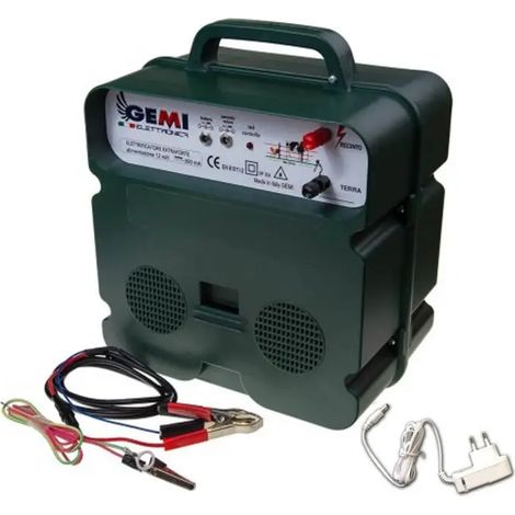Gemi Elettronica – Électrificateur de clôture électrique 5 km – Double alimentation 12V/220V – 10000V – 6J – Pour chevaux, chiens, sangliers, vaches, porcs, poules