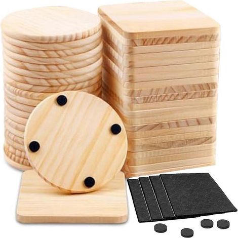 Dessous de verre en bois, sous-verres vierges avec supports (1/5)