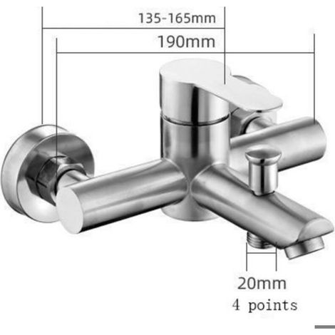 Mitigeur de douche et baignoire mural monocommande - 2 sorties d'eau - Argent (1/4)