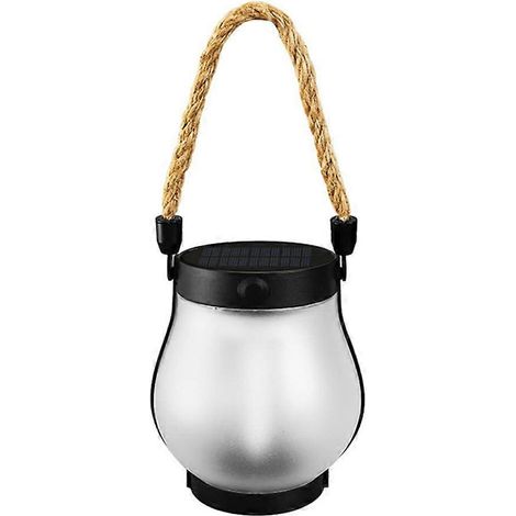 Lanternes à flamme suspendues en corde de chanvre, rechargeables par USB, à énergie solaire, avec allumage/extinction automatique et flamme dansante, étanches, pour jardin extérieur. (1/5)