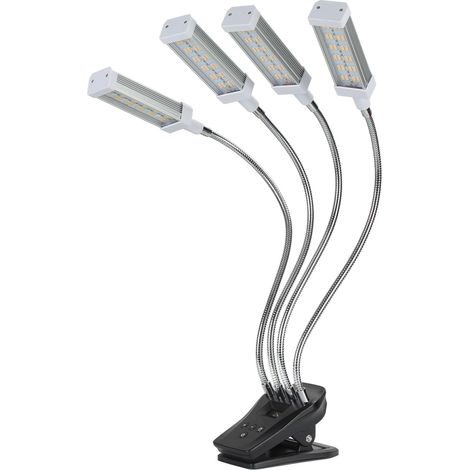 96-W-Gartenpflanzenlampe mit 4 Leuchtenköpfen, LCD-Display, mehreren Dimmstufen, Vollspektrum, 100–240 V, silberner EU-Stecker (1/5)