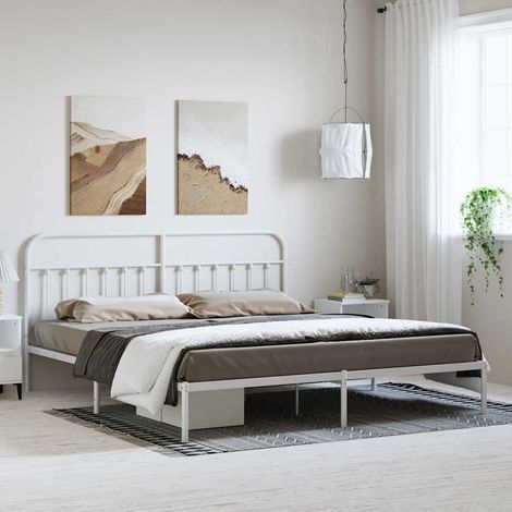 Estructura cama sin colchón con cabecero metal blanco 193x203cm vidaXL (1/5)
