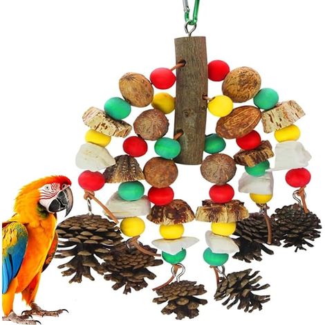 Parrot Toy Wooden Block Toy Wooden Blocks Hanging Toy for Parrot Bird Chew Climbing (1/5)