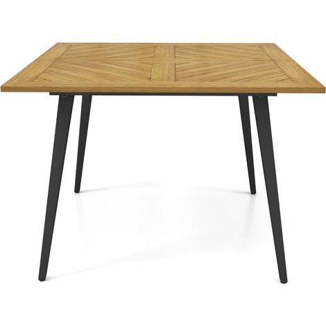 Tavolo pranzo legno acacia 4 persone esterno gambe metallo piedini regolabili Naturale (1/5)
