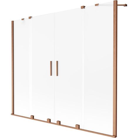 Mexen Velar Duo mampara de bañera corredera de 2 hojas 200 x 150 cm, escarchada, cobre cepillado - 896-200-000-32-65 (1/2)