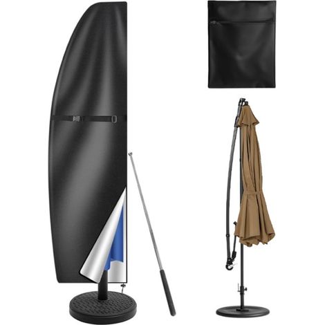 Housse de parasol – Jusqu’à 300 cm – Oxford 420D – Imperméable – Noire – Fermeture éclair – Jardin, balcon (1/5)