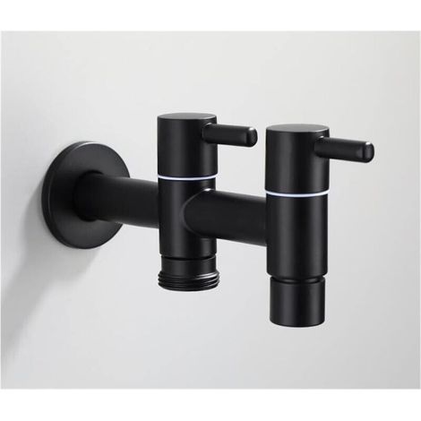 Robinet de machine à laver 1 pièce, robinet à double interrupteur, robinet d'eau froide mural, robinet d'évier étendu en acier inoxydable, robinet de machine à laver de jardin de piscine