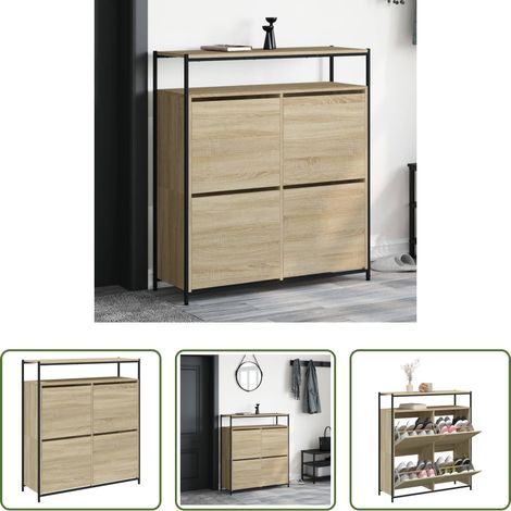 vidaXL Schuhregal - Schuhschrank mit 4 Klappen Sonoma-Eiche 100x34x112 cm (1/5)