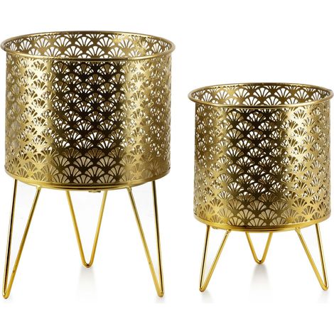 SWEN 2-teiliges Set goldener Dekotöpfe, modernes Design (1/2)