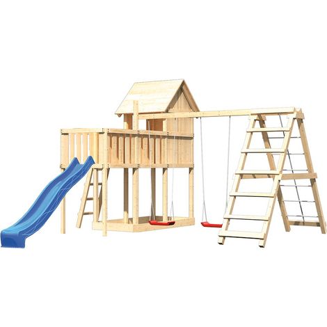 Akubi Stelzenhaus Frieda natur Rutsche blau+DS+KG+ABP