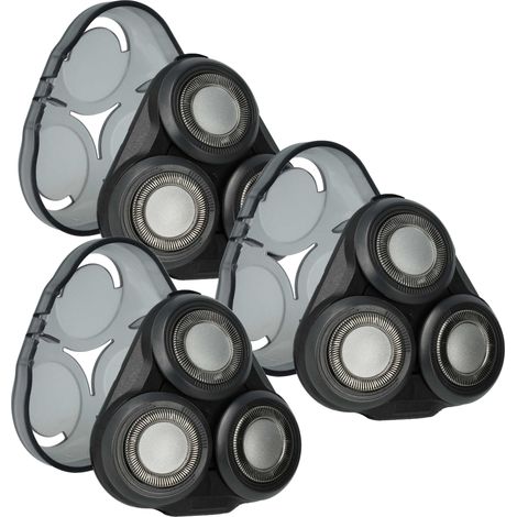 vhbw 3x Ersatz-Scherköpfe kompatibel mit Philips S5510, S5560, S5570, S5571, S5533, S5400, S5420, S5520, S5620 Elektrorasierer, Schwarz
