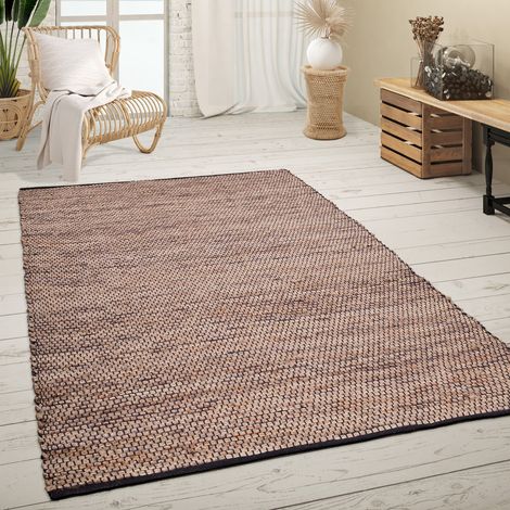 Paco Home Tappeto Salotto Pelo Corto Fatto A Mano Motivo Mélange Boho Fibra Naturale Juta 60x100 cm, Beige