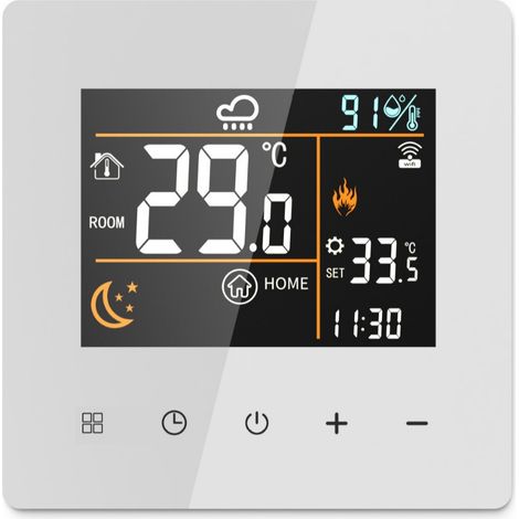 Thermostat plancher chauffant Tuya WiFi 485 - Écran tactile, Blanc (1/4)