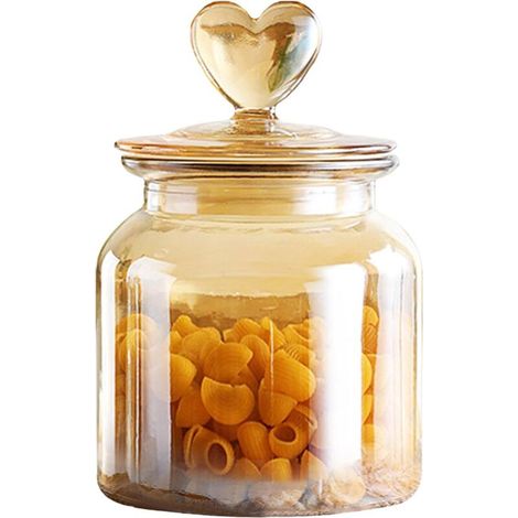 Bocal en verre en forme de cœur avec couvercle hermétique. (1/5)