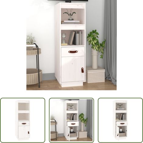 Kiefer Holz - Highboard Weiß 34x40x108,5 cm Massivholz Kiefer (1/5)