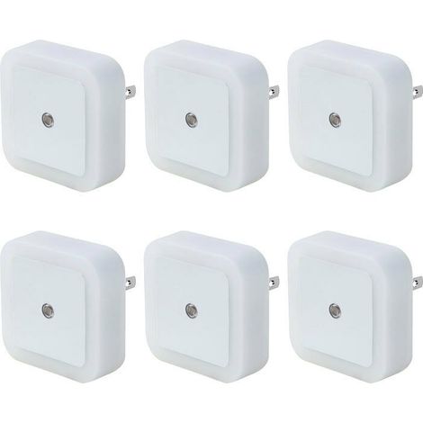 Veilleuse Enfant LED Automatique Lot de 6,Lampe Veilleuse Enfant avec Capteur de Lumière,Veilleuse Prise Électrique pour Chambre à Coucher,Espace bébé,Salon,Salle de Bains,Cuisines - Blanc- (1/5)