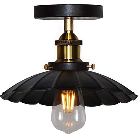 Metal Pendant Light Shade Industrial Umbrella Shape for Restaurant Loft Balcony 22cm/Black (1/5)