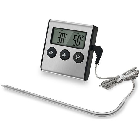 Termometro digitale a LED con sonda, termometro da cucina con timer, adatto per forno e grill, non necessita di batterie. (1/5)
