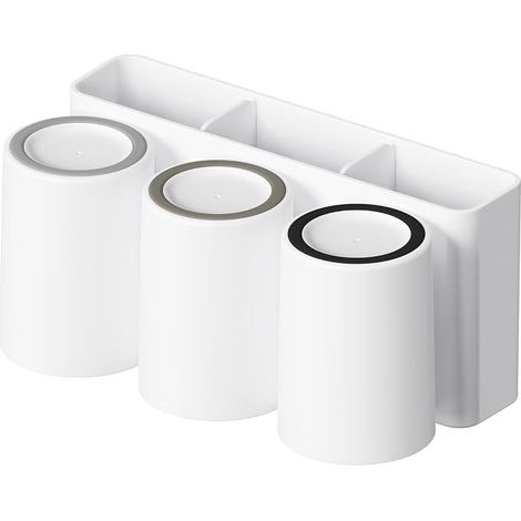 Porta spazzolino e dentifricio a parete - design autodrenante, facile installazione, salvaspazio, bianco. (1/2)
