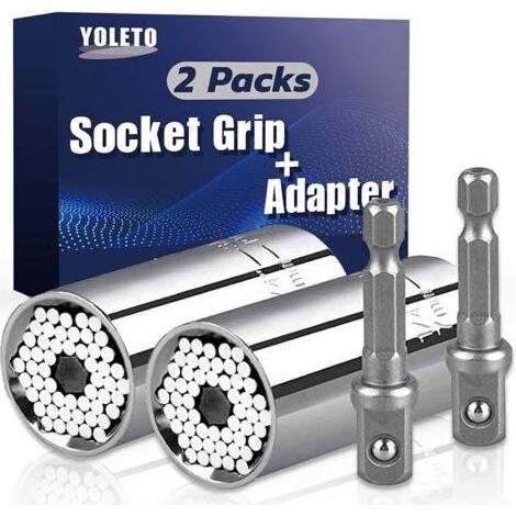 Clé à Douille Universelle - 2 Pièces Cadeau Pour Papa/Homme, coffret douille de gadget de clé à cliquet de réparation multifonction 7-19mm avec adaptateur de (1/5)