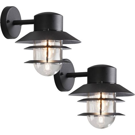 2er-Set Aluminium Wandleuchten MODENA schwarz, E27-Sockel, Höhe 24 cm, IP44 (1/5)