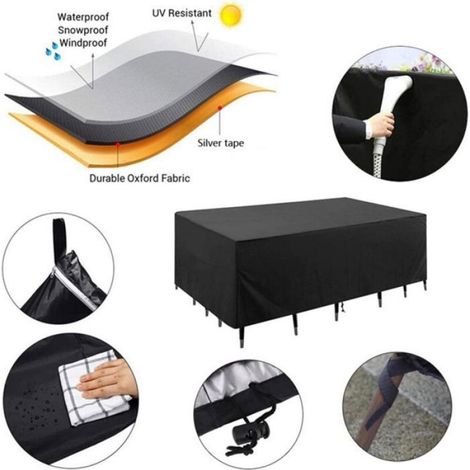 Housse Pour Mobilier De Jardin - Tissu Oxford 210D - Imperméable Et Résistant Aux UV - Pour Tables Basses Bancs Chaises - 1 Pièce (1/5)