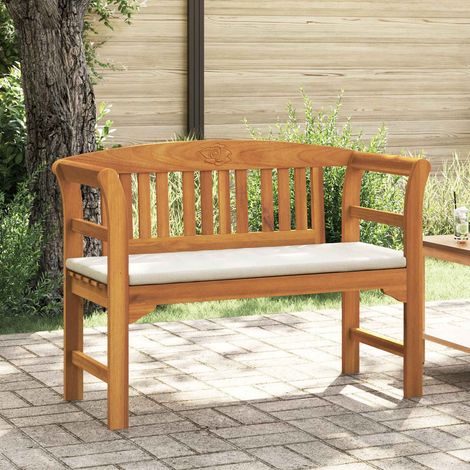 vidaXL Rose Bench Cream White 114 x 46 x 82.5 cm Solid Acacia Wood